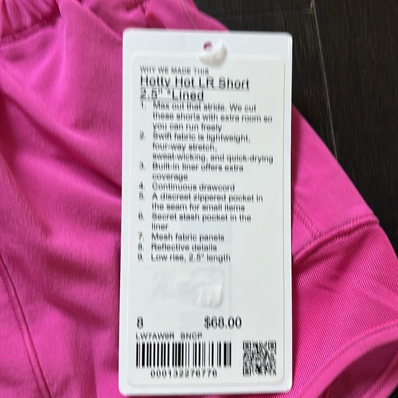 LULULEMON HOTTY HOT LR SHORTS 2.5” SONIC PINK SZ 8 NWT - Picture 4 of 6
